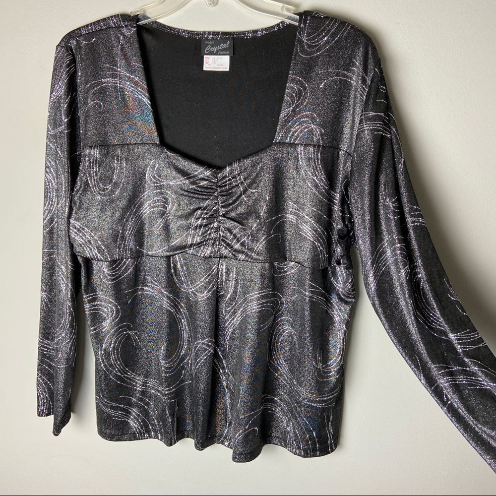 🖤5/$40!! NWT 90s 2000s sparkly long sleeve dress top silver grey